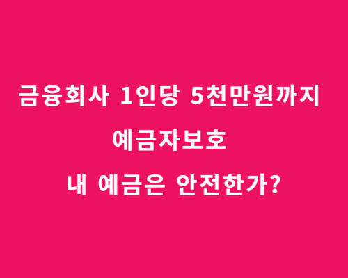금융회사 1인당 5,000만원까지 예금자 보호/내 예금은 안전한가? 바로가기