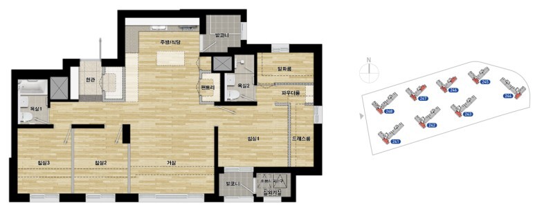 영종하늘도시 A24블록 LH 공공분양 - 74 Type 평면도