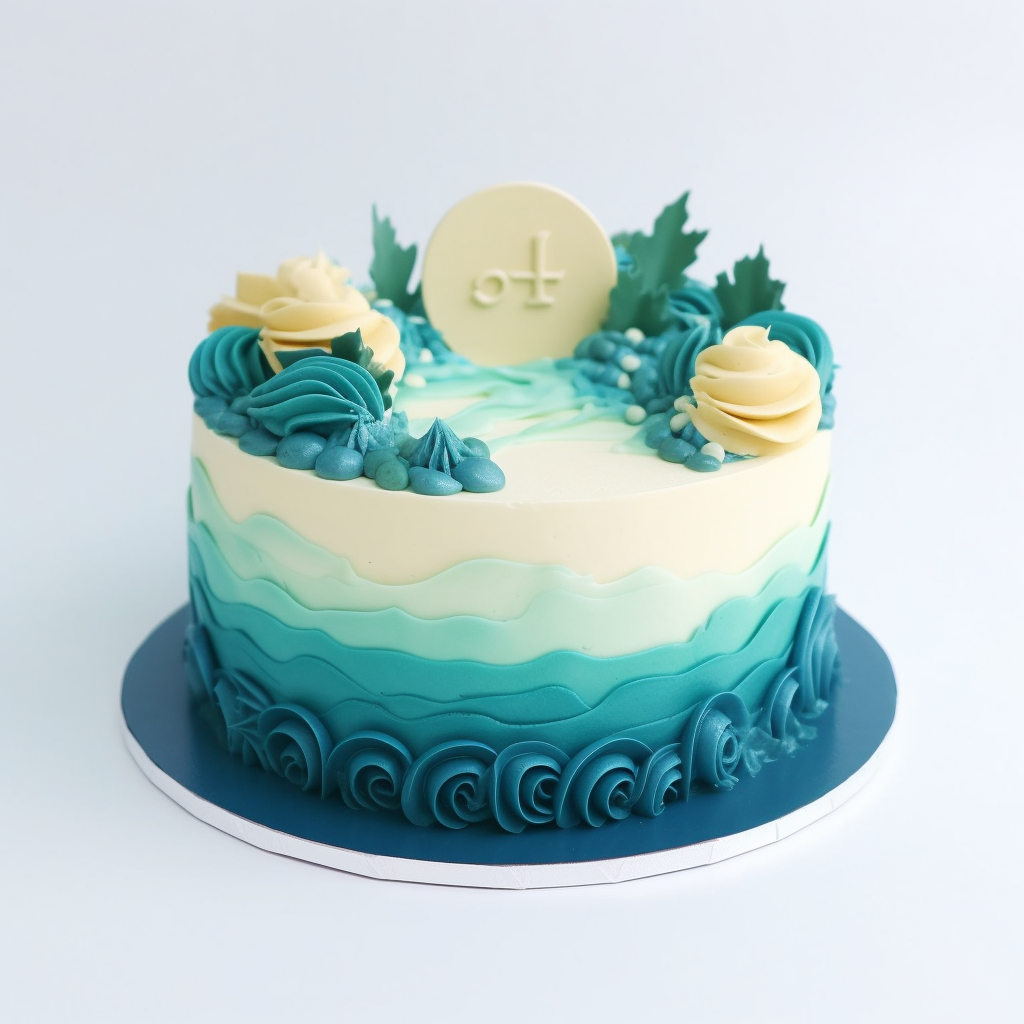 바다 느낌의 여름 생일 케이크 디자인4