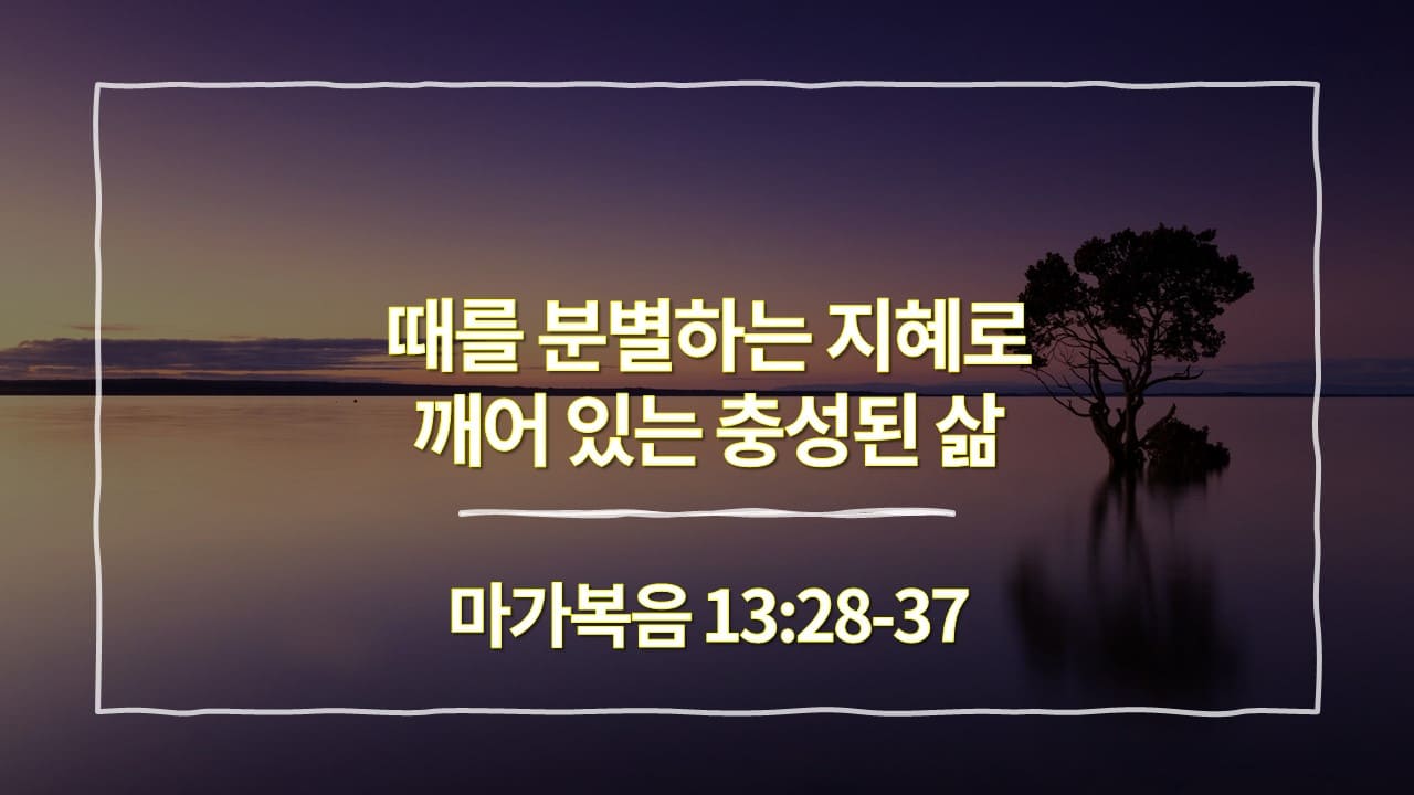 [생명의 삶 묵상] 마가복음 13장 28절-37절&#44; 때를 분별하는 지혜로 깨어 있는 충성된 삶