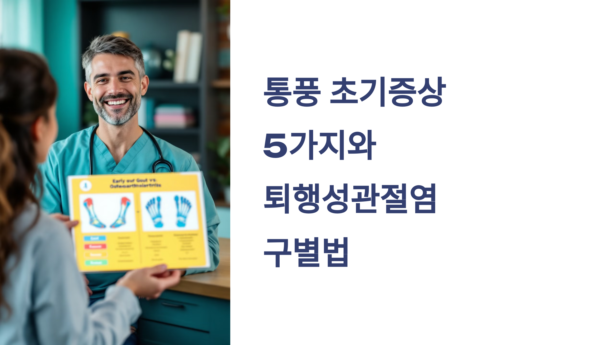 통풍 초기증상 5가지와 퇴행성관절염 구별법 PPT 이미지