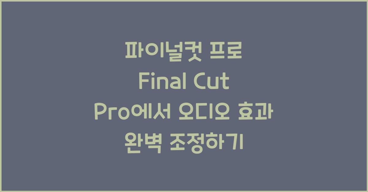 파이널컷 프로 Final Cut Pro에서 오디오 효과를 정밀하게 조정하는 법