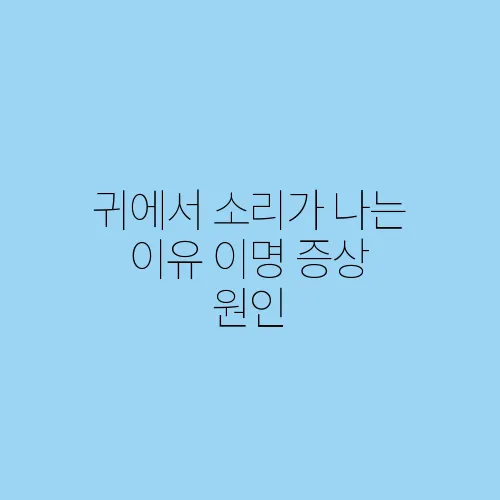 귀에서 소리가 나는 이유 이명 증상 원인