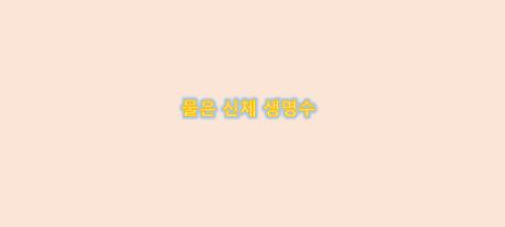  물은 신체를 지탱하고 유지하는 생명수