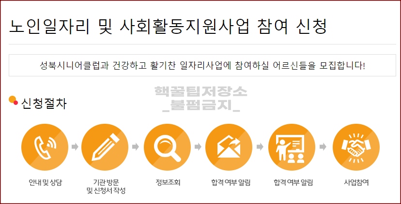 성북 시니어클럽 노인일자리 사업 참여방법