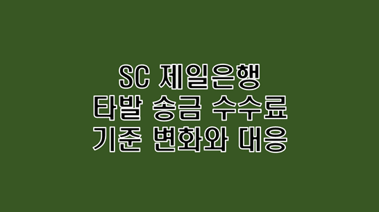  SC 제일은행 타발 송금 수수료 기준 변화와 대응 전략 구글 애드센스 수익자 필독