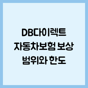 DB다이렉트 자동차보험 보상 범위와 한도