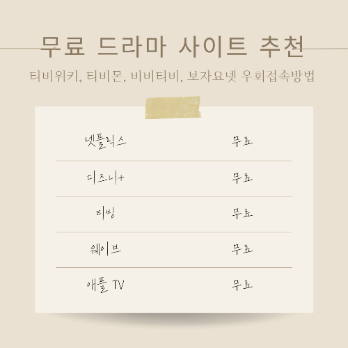 무료 OTT 드라마 다시보기 사이트 추천