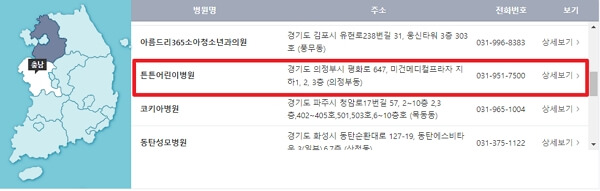경기도 달빛어린이병원 위치 및 전화번호
