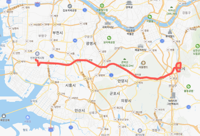  [시외]8806버스 노선, 요금, 시간표 : 성남 종합버스터미널 - 모란역 - 인천 종합터미널