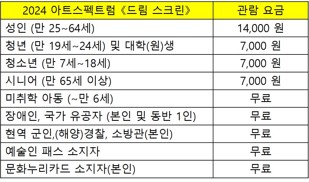 리움미술관-2024-아트스펙트럼-《드림-스크린》-관람-요금