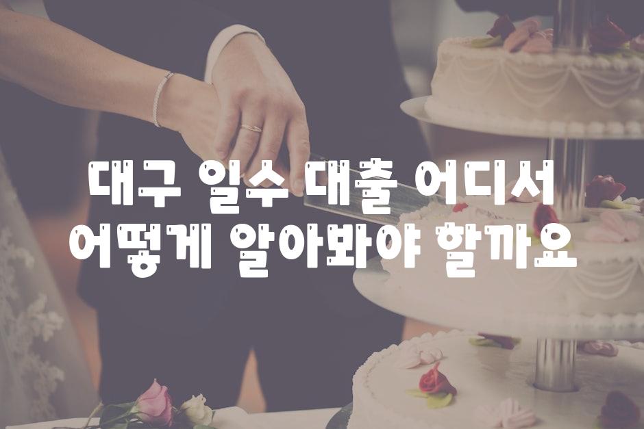 대구 일수 대출 어디서 어떻게 알아봐야 할까요