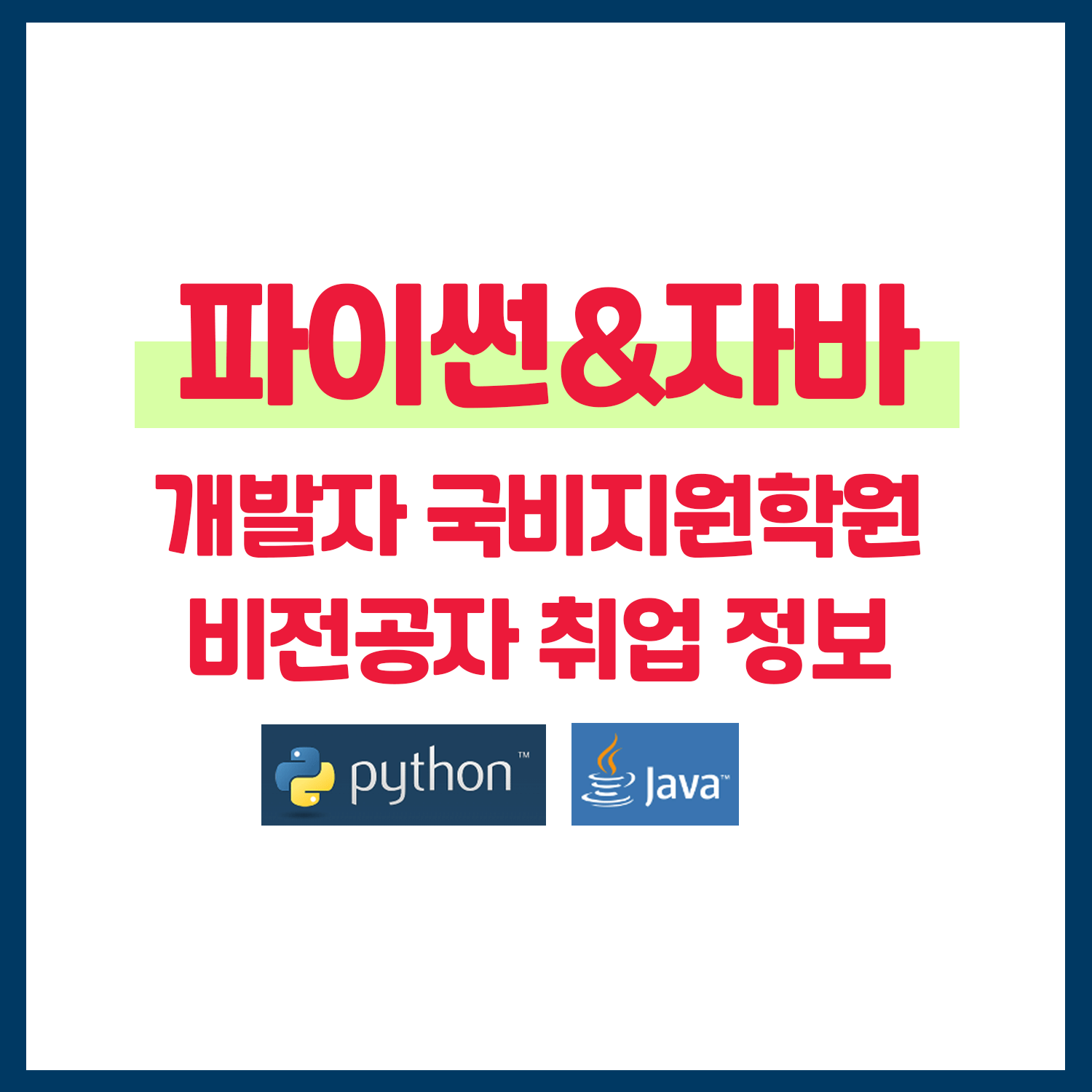 파이썬 자바 개발자 국비지원 학원 비전공자 취업 정보