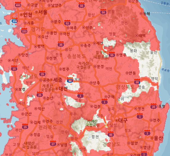 LGU+ 5G 커버리지 맵