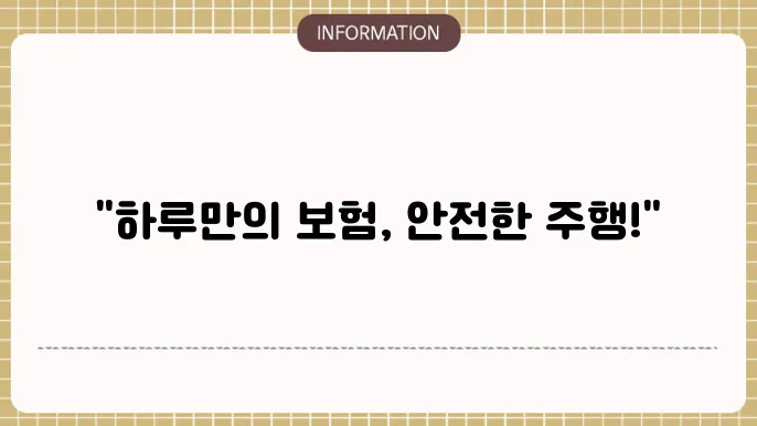 자동차보험 누구나 운전 1일 가입: 일일 주행 안심