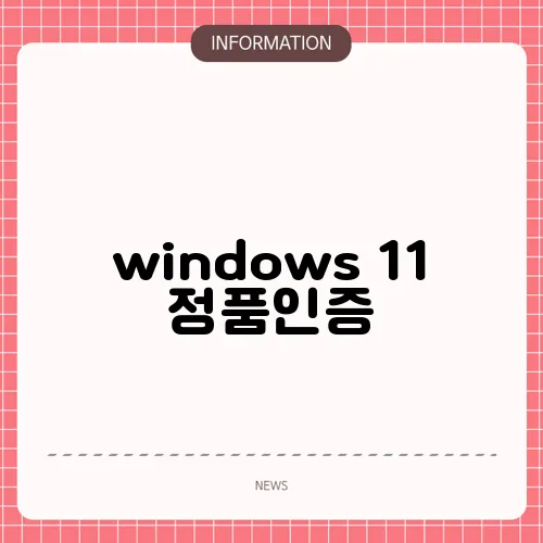 windows 11 정품인증