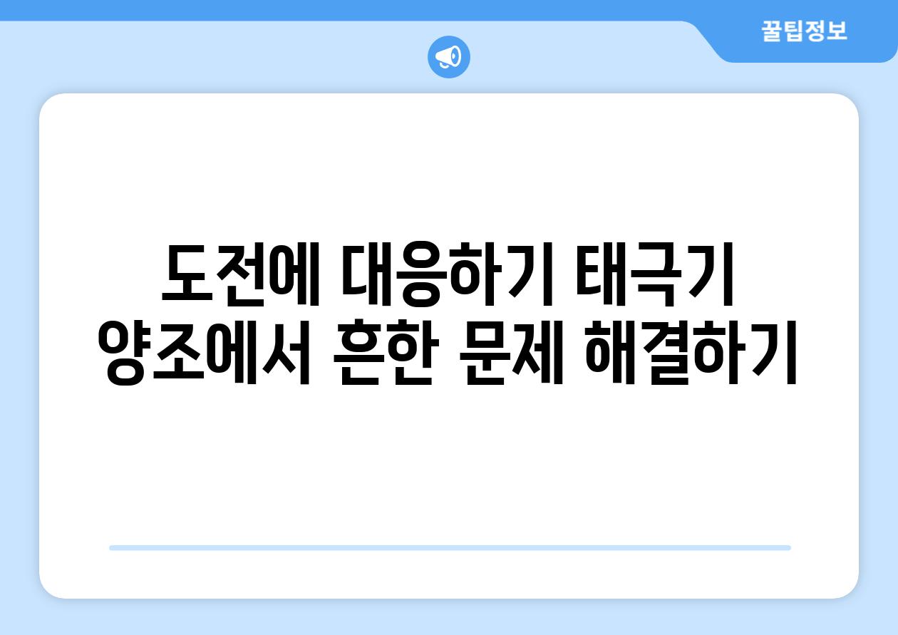 도전에 대응하기 태극기 양조에서 흔한 문제 해결하기