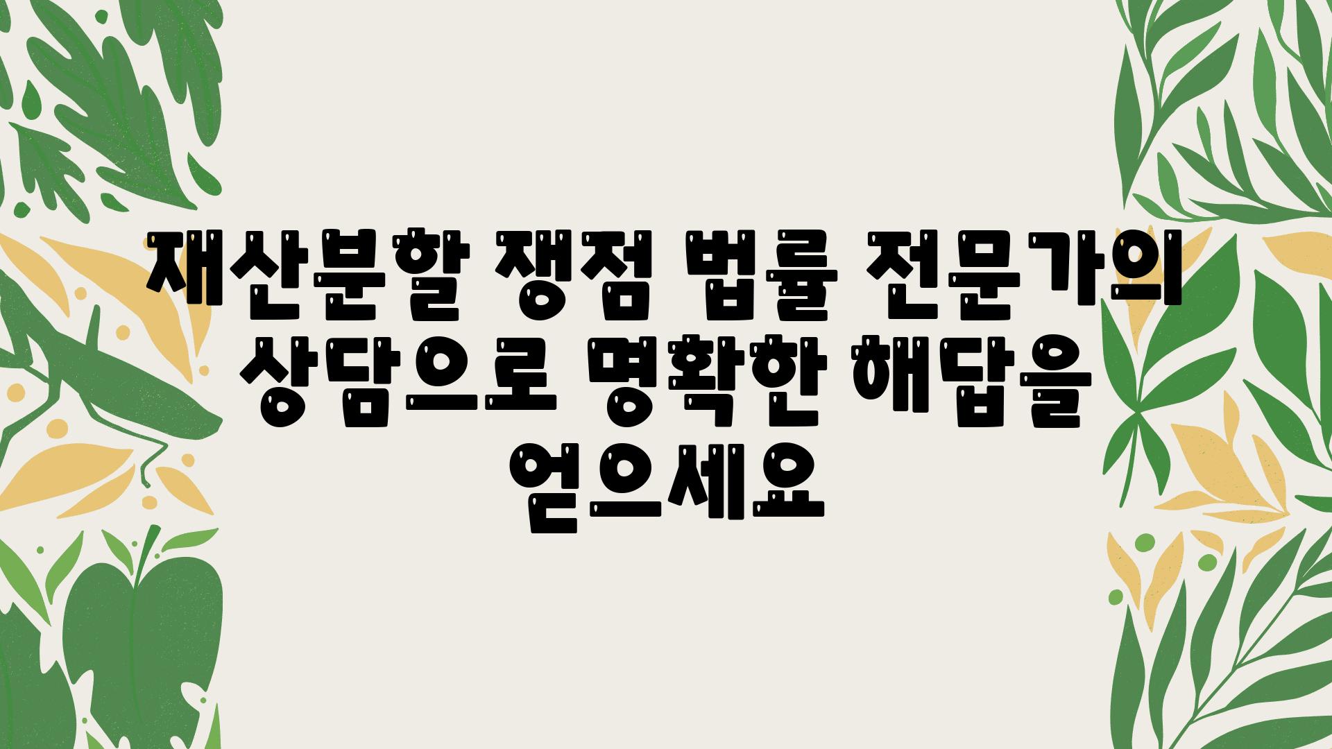 재산분할 쟁점 법률 전문가의 상담으로 명확한 해답을 얻으세요