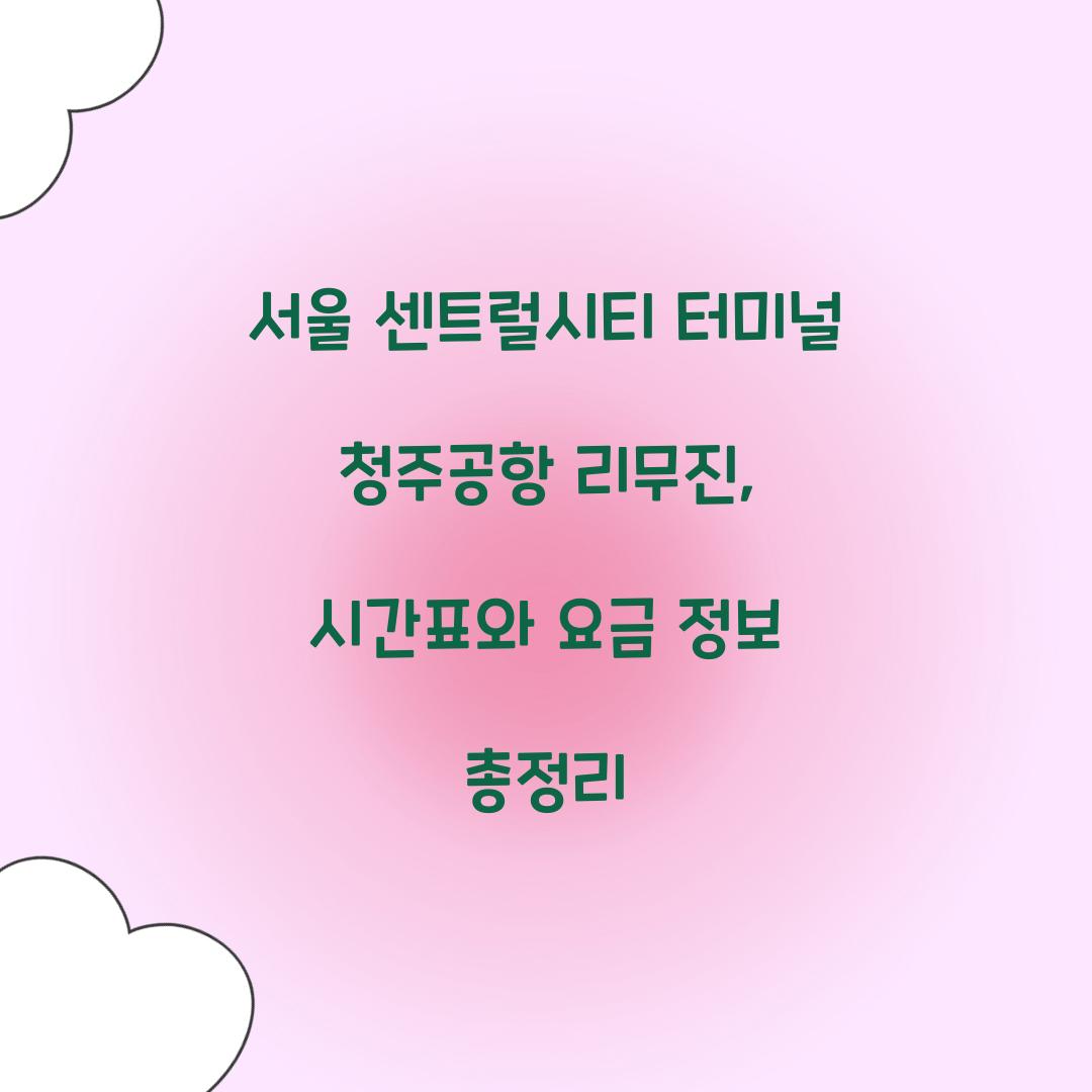 서울 센트럴시티 터미널 청주공항 리무진