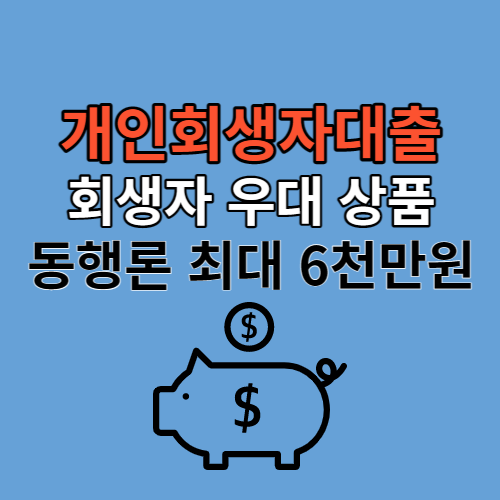 개인회생자대출 가능 상품 동행론 즉시 대출 최대 6천만원 까지