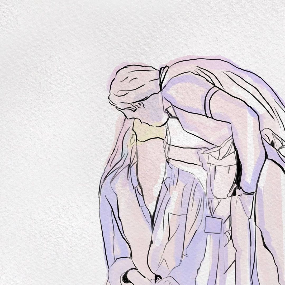  2021.04.20. couple love kiss scean drawing