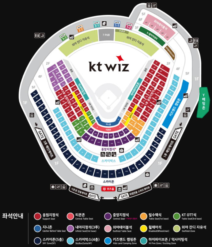 KT wiz Park 좌석배치도