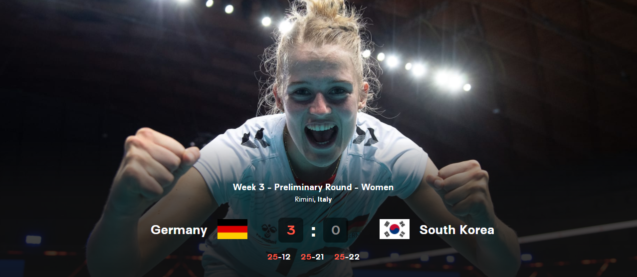  2021 VNL 여자배구 한국 독일 전 0:3 랭킹 한국 15위 독일 14위에서 12위 상승, 한나 오르스만, 리나 알스마이어, 린다 복