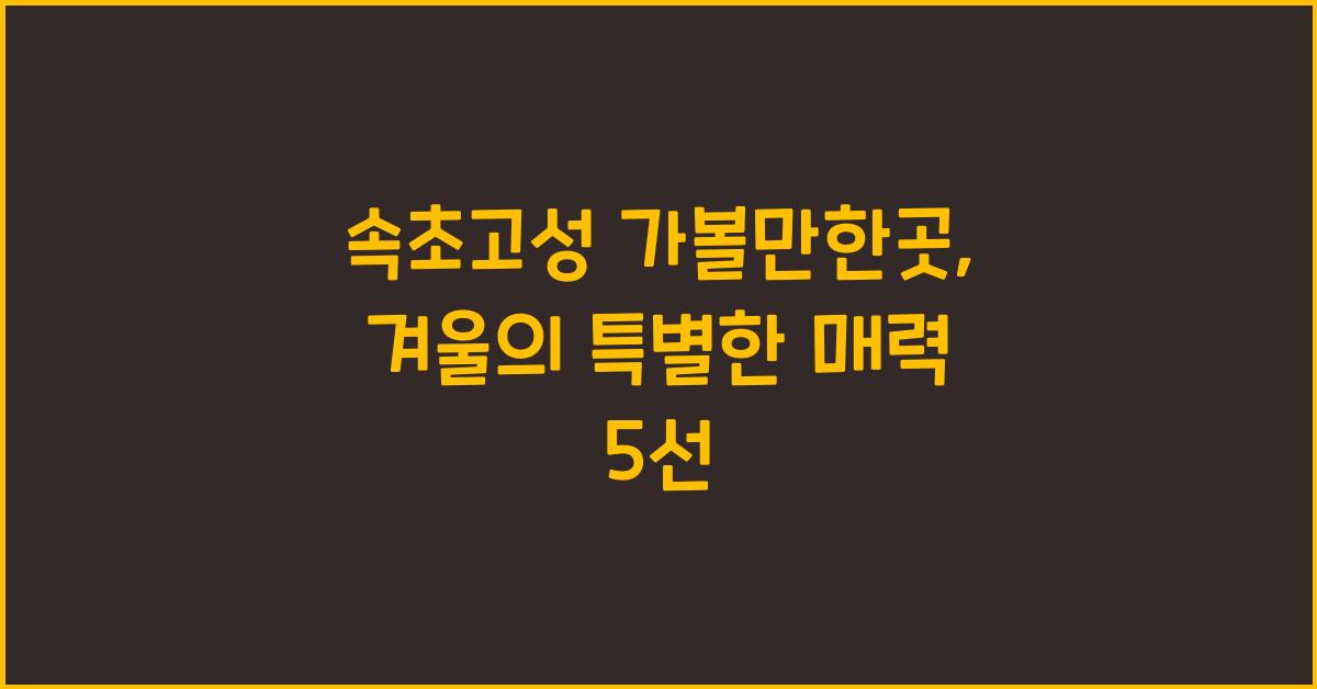 속초고성 가볼만한곳