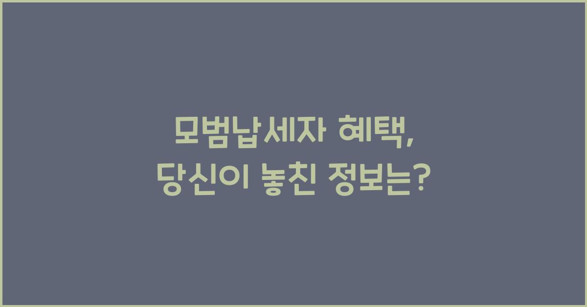 모범납세자 혜택