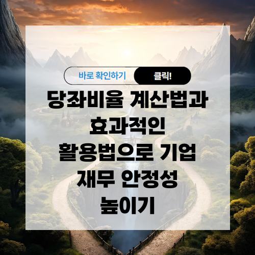 당좌비율 계산법과 효과적인 활용법으로 기업 재무 안정성 높이기