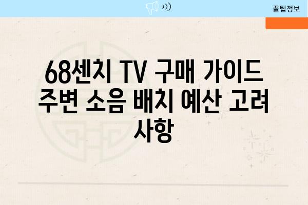 68센치 TV 구매 설명서 주변 소음 배치 예산 고려 사항