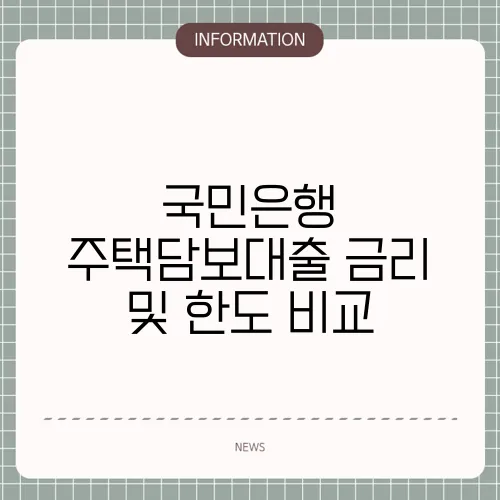 국민은행 주택담보대출 금리 및 한도 비교