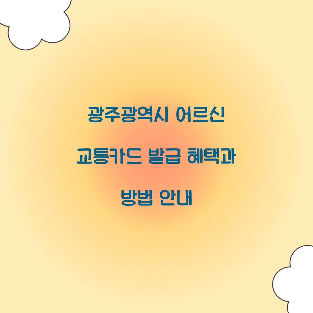 광주광역시 어르신 교통카드 발급
