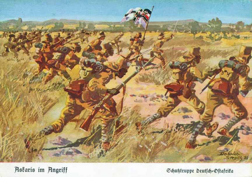 독일령 동아프리카 전선 미하와 전투에서 돌격하는 슈츠트루페