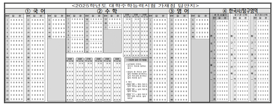 수능-가채점표