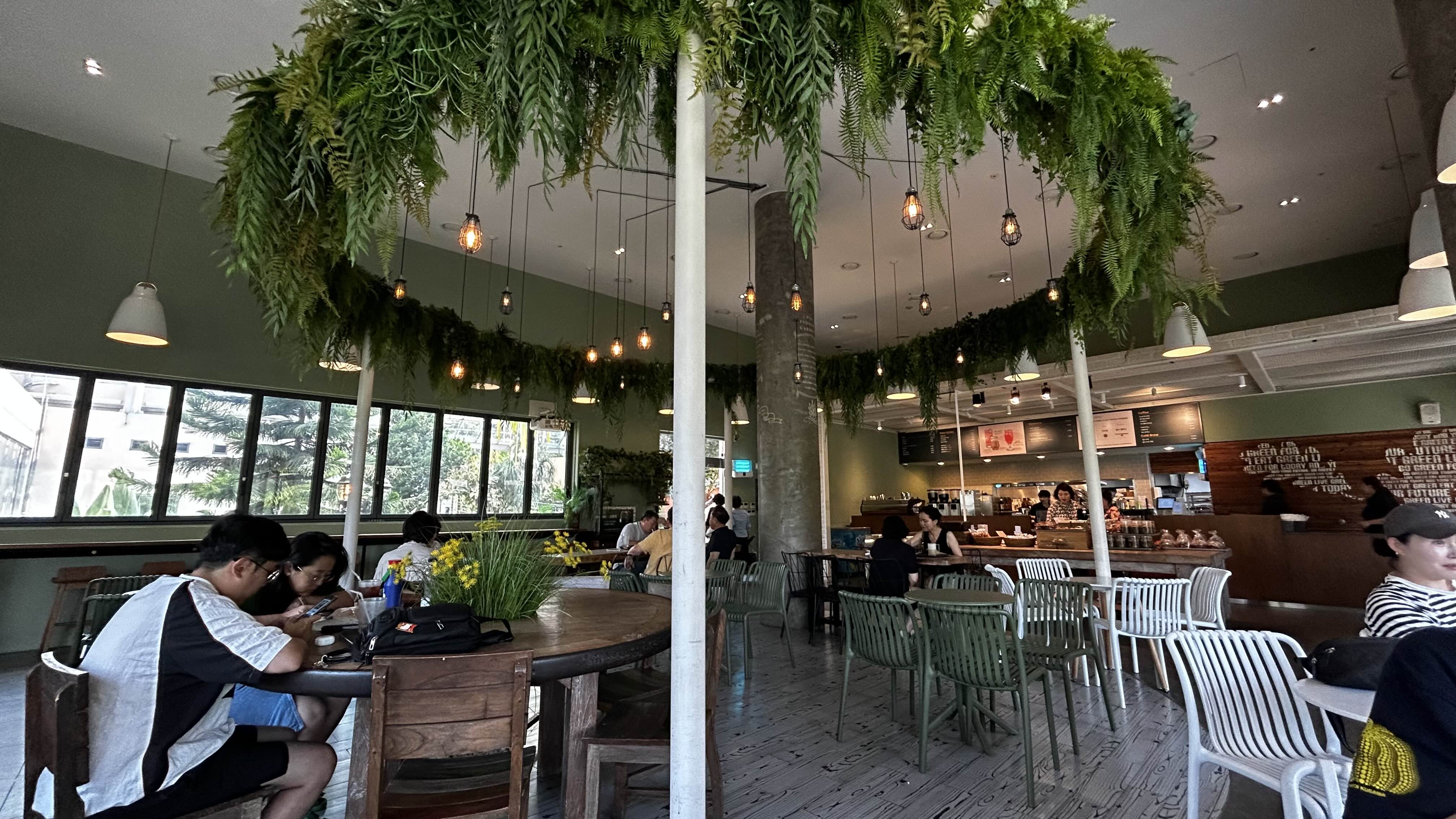 Glass-roofed indoor forest