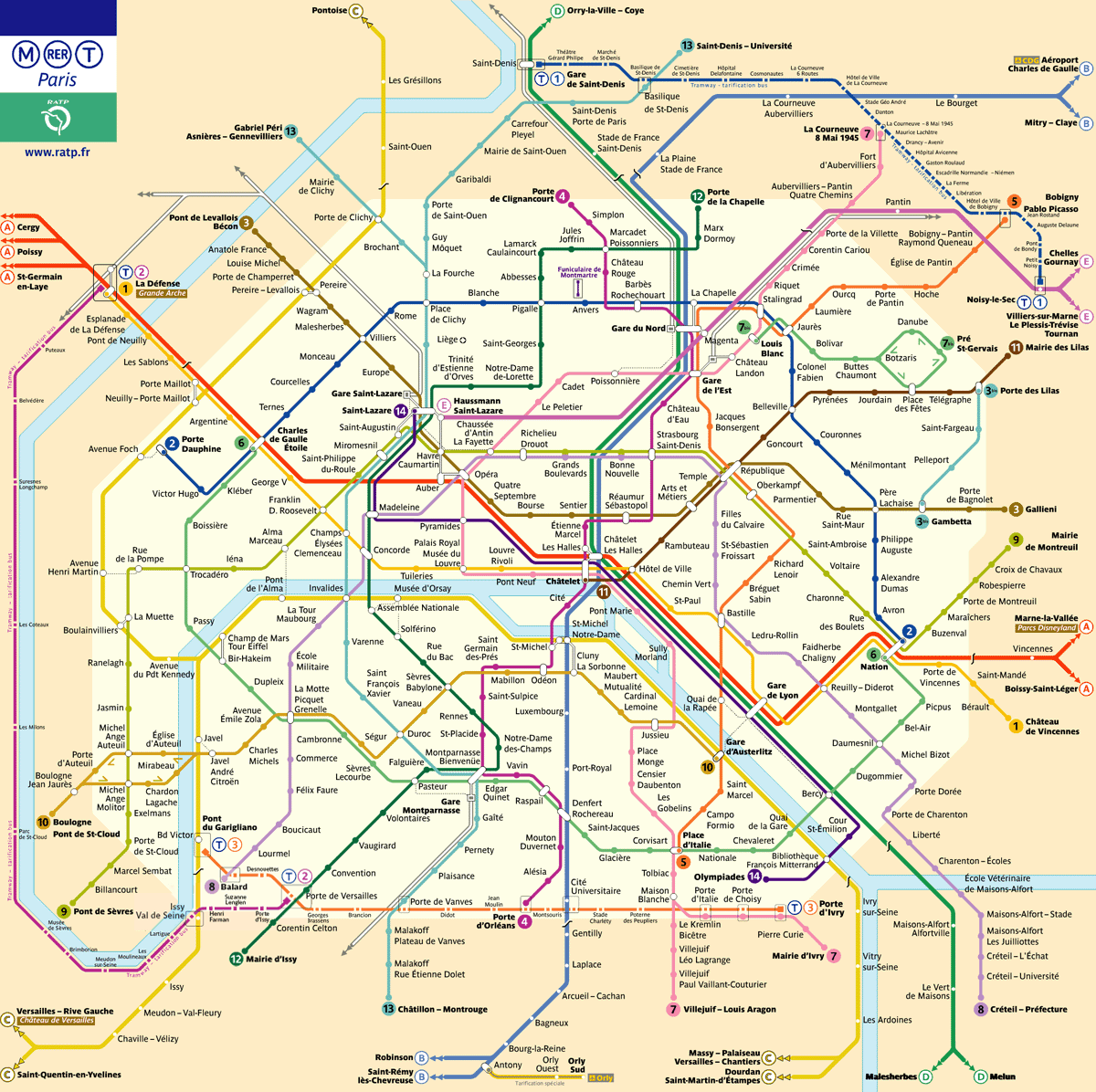 프랑스 파리 지하철노선도