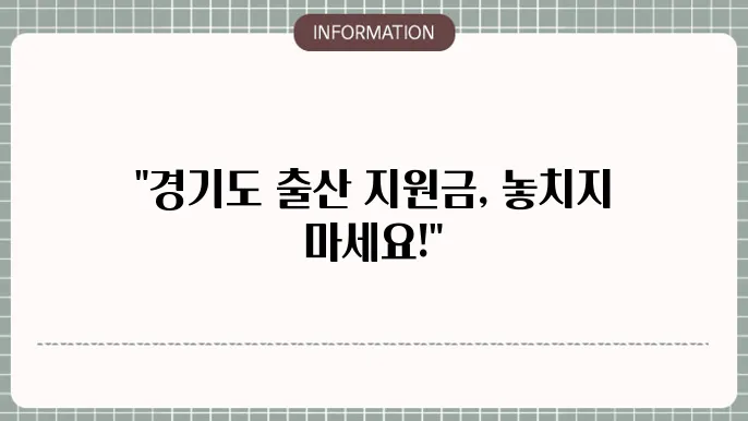 출산 지원금의 다양한 종류