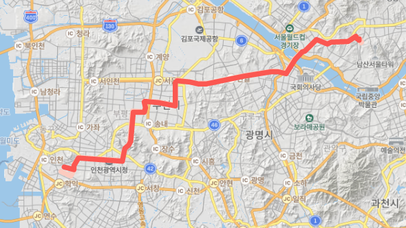  [광역]인천 1601번 버스 노선, 시간표 : 서울역, 인하대, 석바위, 부천시청, 홍대, 신촌, 서울역