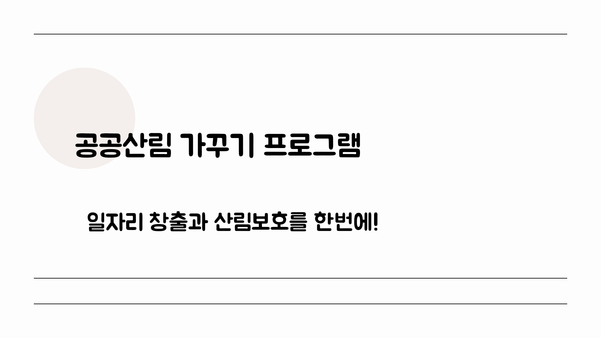 [공공산림가꾸기 프로그램] 일자리 창출과 산림 보호를 동시에!