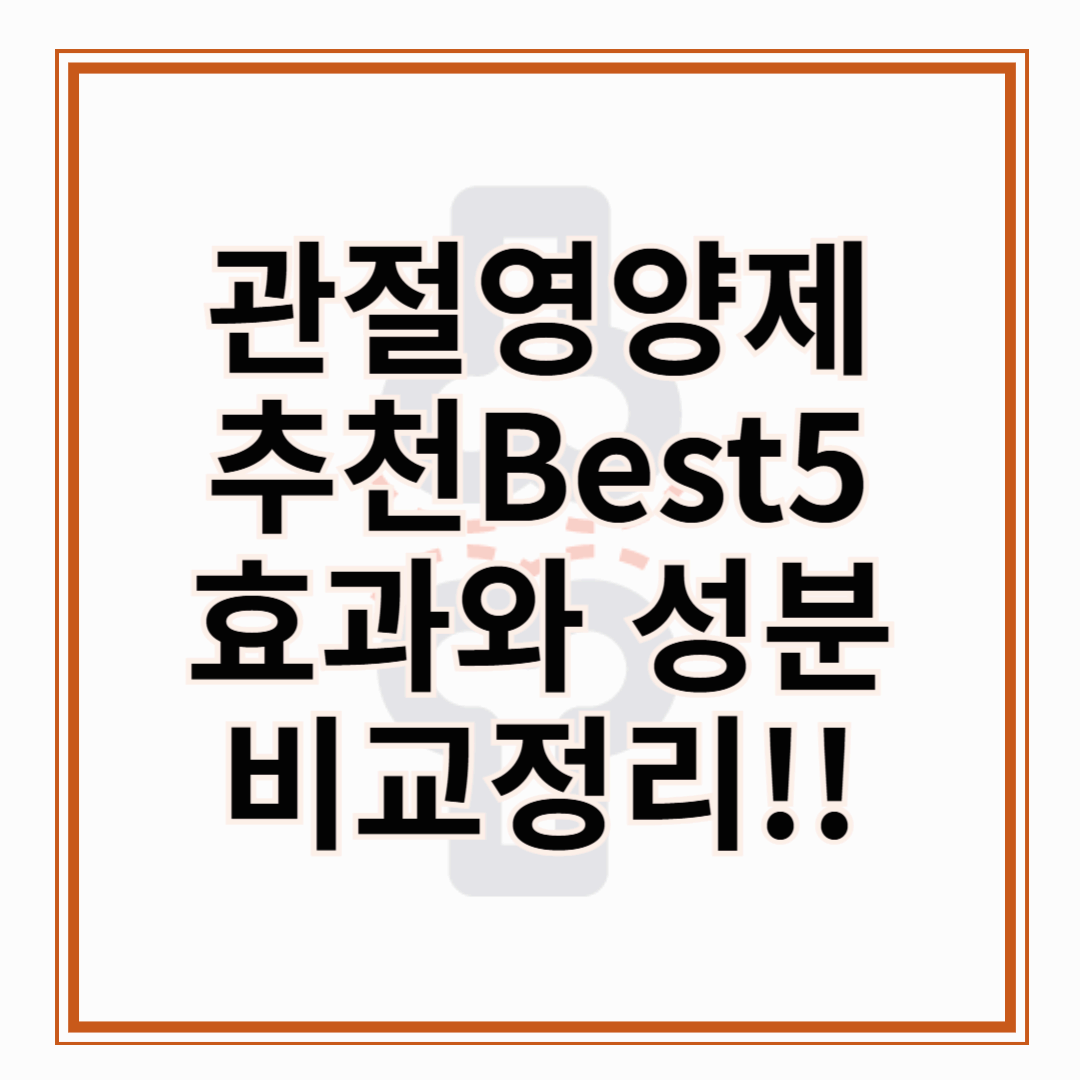 관절영양제추천Best5 효과와 성분 비교정리!!