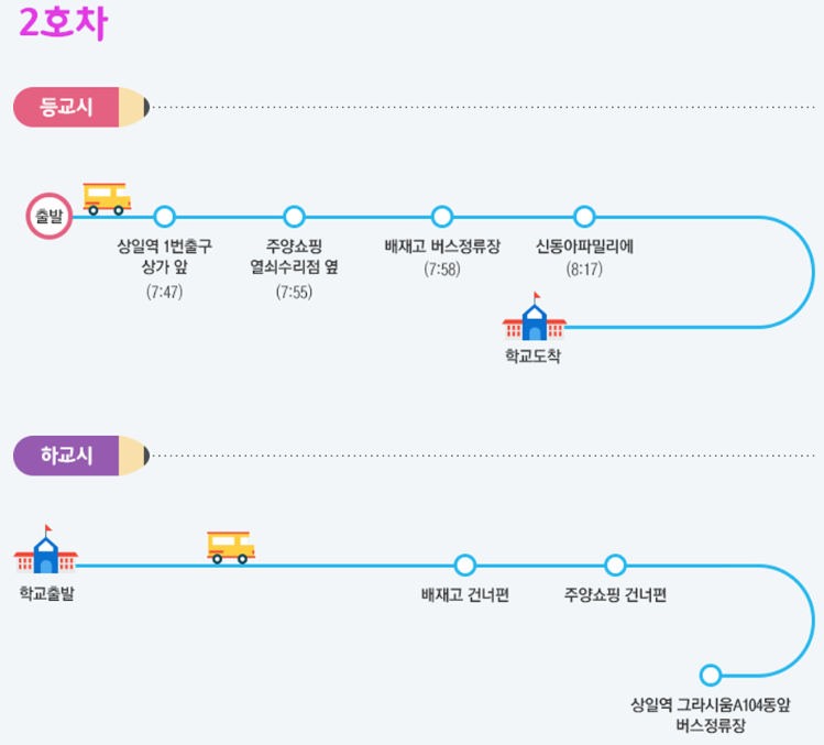 성동초 2호차 셔틀 노선 시간표