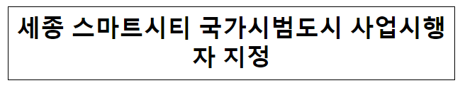  세종 스마트시티 국가시범도시 사업시행자 지정
