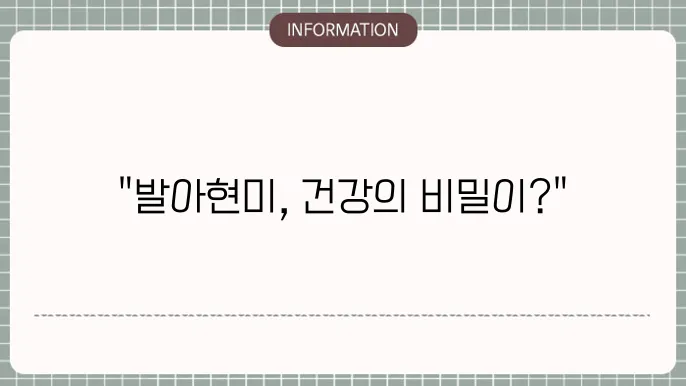 발아현미 효능