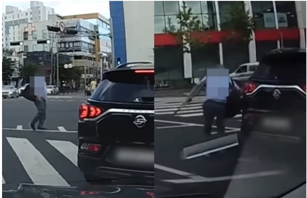  무단횡단 후 차량 뒷문에 ‘쿵’ 차주 “왜 내가 보상? 억울” (영상) 빨간불에 무단횡단하던 보행자가 우회전하던 차량 뒷문에 부딪히는 사고 뒷문에 와서 부딪혀도 보상해줘야 된다니 억울..
