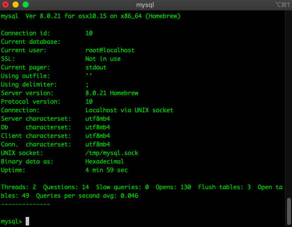 mysql 설정 확인