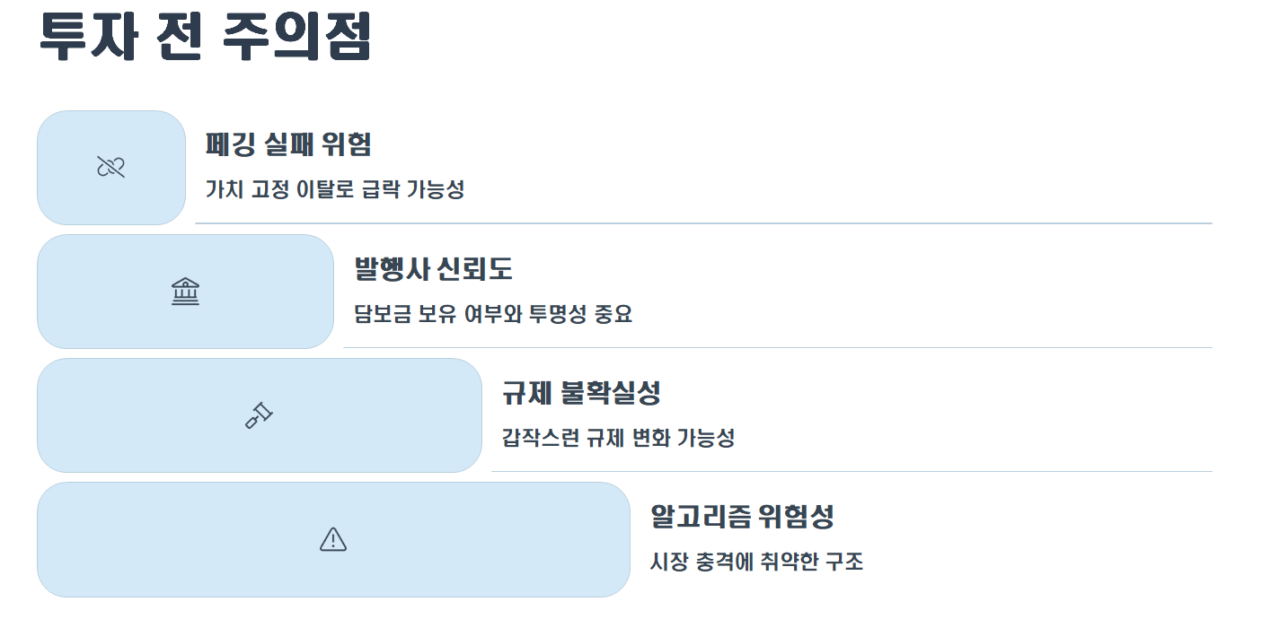스테이블코인 투자 전 주의사항 설명