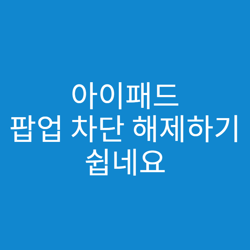  아이패드 팝업차단 해제하는 방법