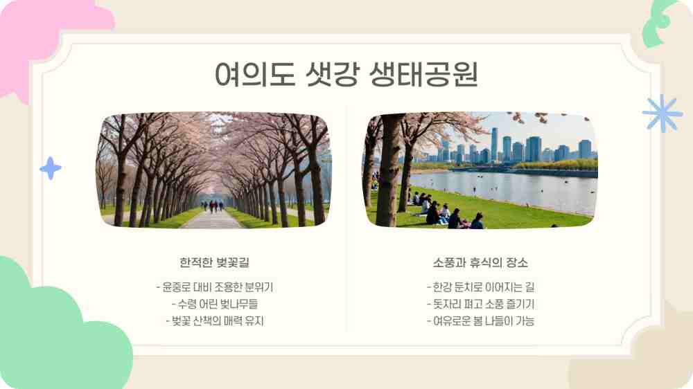 여의도 윤중로 벚꽃길 - 사람없는 한적한 곳은?