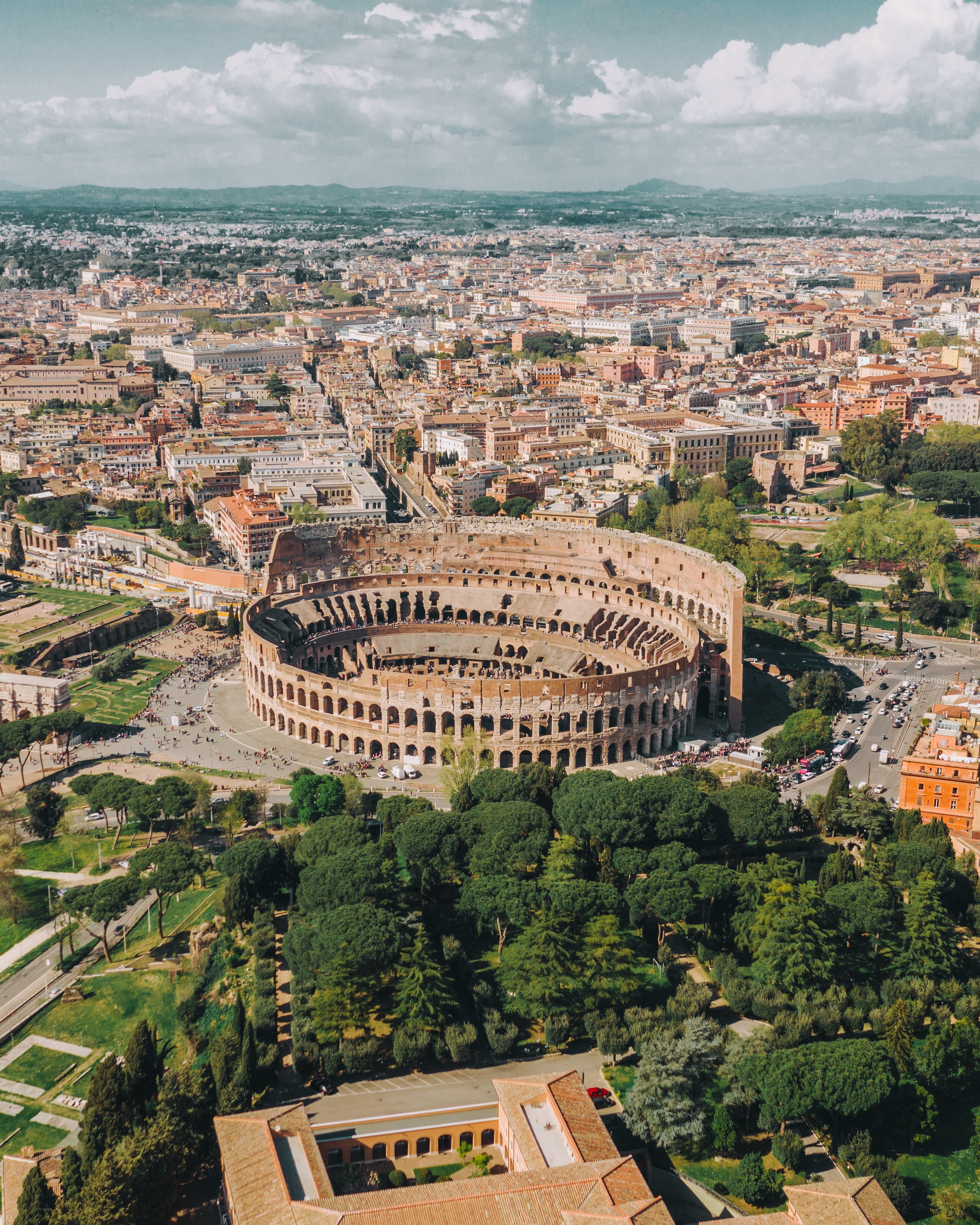 이탈리아 로마 콜로세움이 한 가운데에 있는 로마 시내의 모습